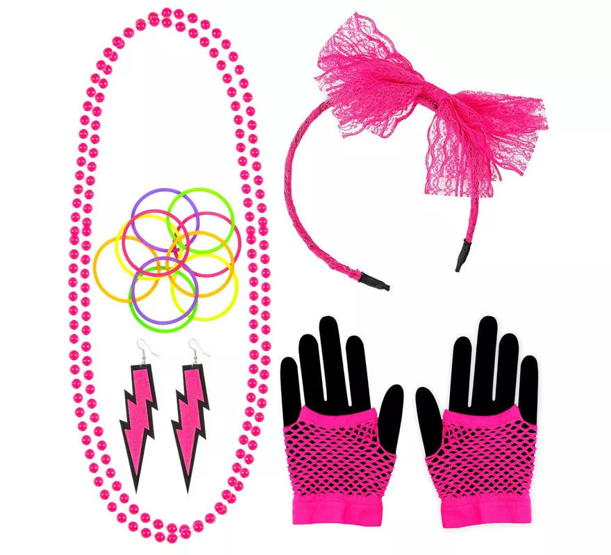 Translation missing: de.Kit Neón en varios colores Años 80: Diadema, Collar, Pulseras, Pendientes y Guantes