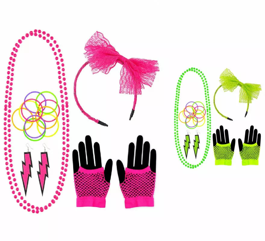 Translation missing: de.Kit Neón en varios colores Años 80: Diadema, Collar, Pulseras, Pendientes y Guantes