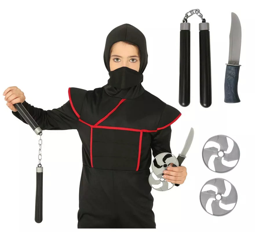 Translation missing: de.Kit Ninja: Nunchaku, Cuchillo y 2 Estrellas