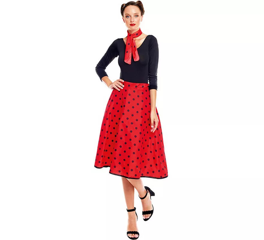 Translation missing: de.Kit o Disfraz Años 50 en varios colores para mujer: Falda y Pañuelo