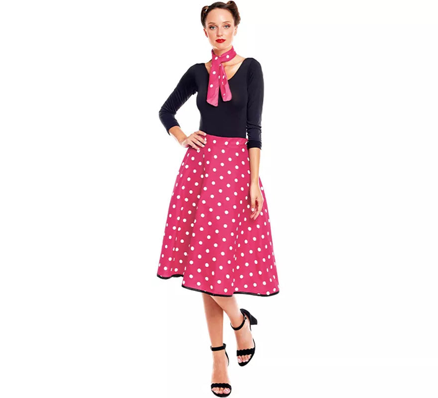 Translation missing: de.Kit o Disfraz Años 50 en varios colores para mujer: Falda y Pañuelo