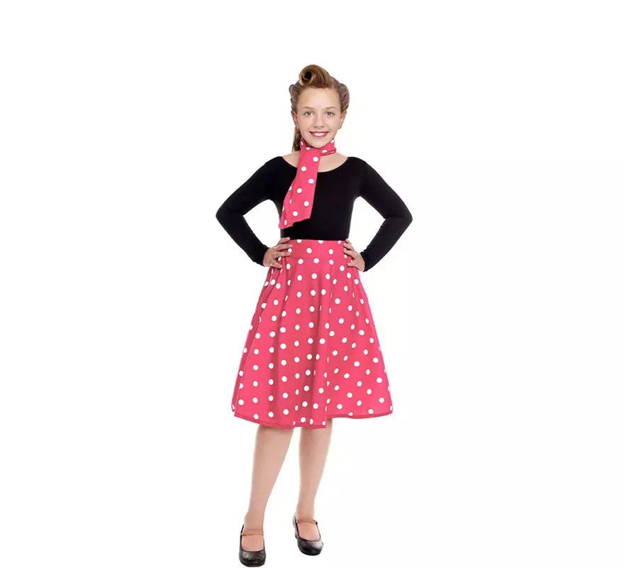 Translation missing: de.Kit o Disfraz Años 50 en varios colores para niña: Falda y Pañuelo