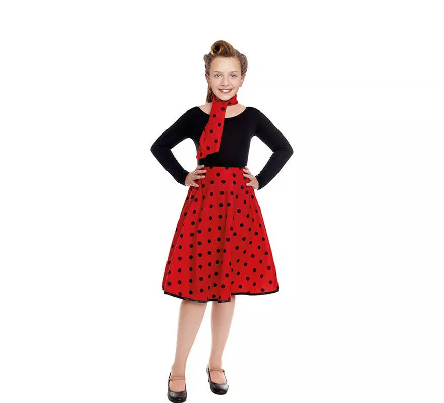 Translation missing: de.Kit o Disfraz Años 50 en varios colores para niña: Falda y Pañuelo