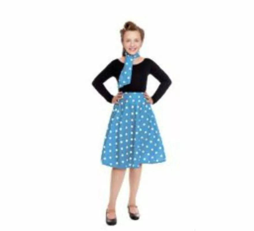 Translation missing: de.Kit o Disfraz Años 50 en varios colores para niña: Falda y Pañuelo