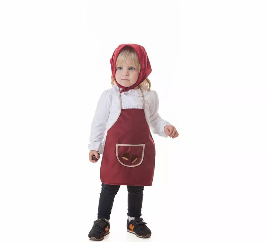 Translation missing: de.Kit o Disfraz de Castañera Burdeos María para niña: Delantal y Pañuelo