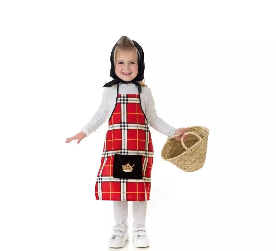 Translation missing: de.Kit o Disfraz de Castañera Cuadros Rojos para niña