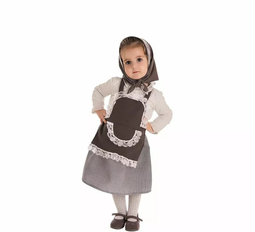 Translation missing: de.Kit o Disfraz de Castañera Falda Cuadros para niña: Falda, Delantal y Pañuelo