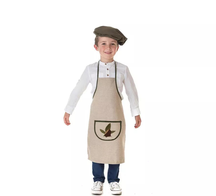 Kit o Disfraz de Castañero Beige Hojas-Castaña para niño