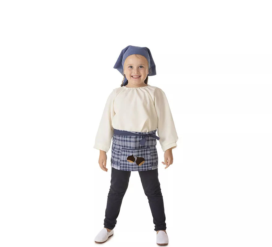 Translation missing: de.Kit o Disfraz de Castañero Cuadros Azul para niña