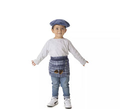 Set oder Blau Kariertes Kastanienverkäufer Kostüm für Jungen