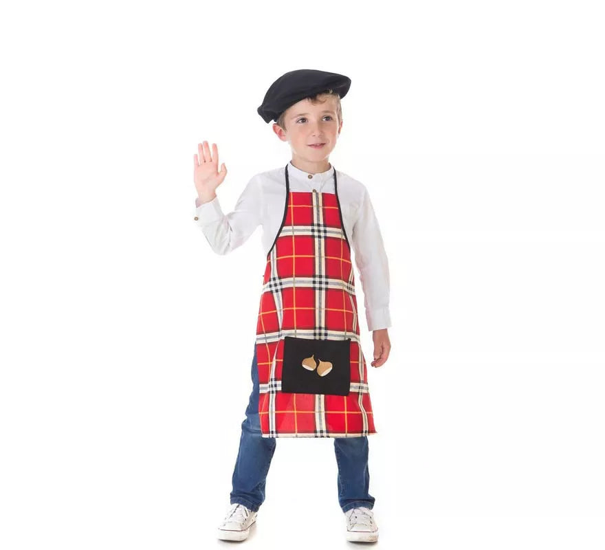 Kit o Disfraz de Castañero Cuadros Rojos para niño
