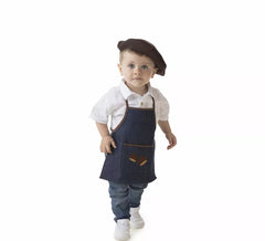 Jeans -Kostümset für Babys: Schürze und Baskenmütze