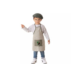 Set oder Olivgrün Gestreiftes Kastanienverkäufer Kostüm für Babys