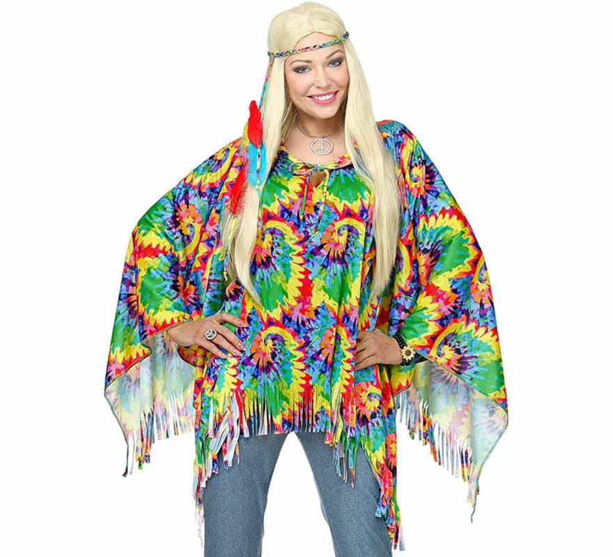 Translation missing: de.Kit o Disfraz de Hippie Psicodélico: Poncho y Diadema