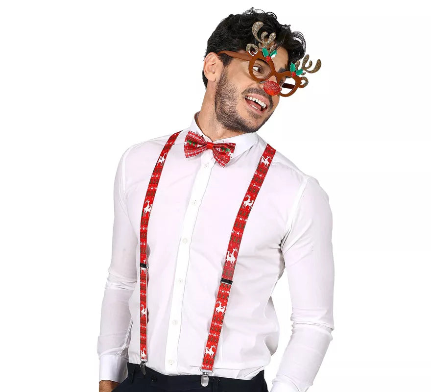 Translation missing: de.Kit Reno de Navidad: Gafas con Nariz y Cuernos, Tirantes y Pajarita