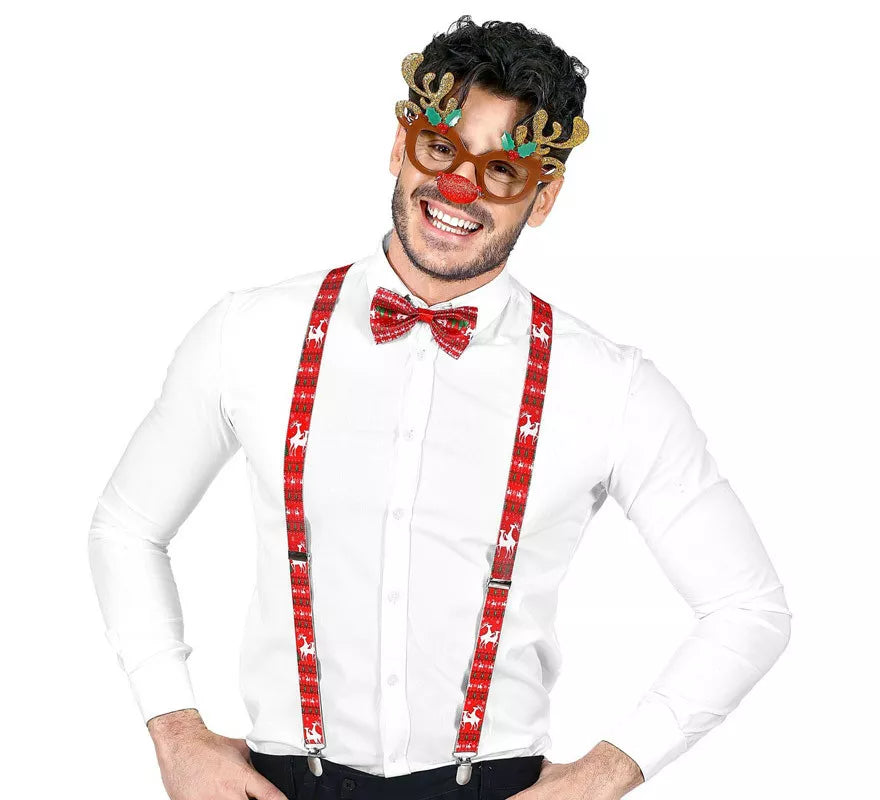 Translation missing: de.Kit Reno de Navidad: Gafas con Nariz y Cuernos, Tirantes y Pajarita