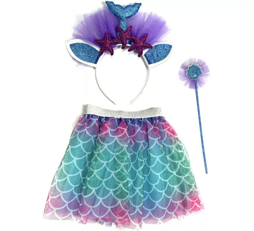 Translation missing: es.Kit Sirenita Infantil: Tutú, Varita y Diadema