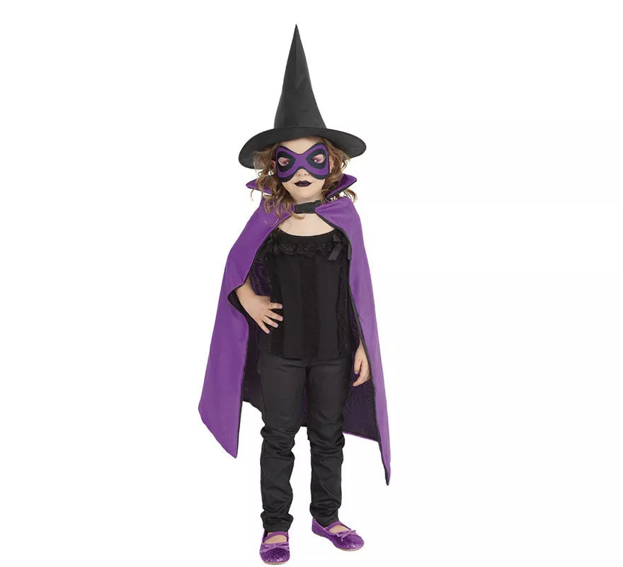 Translation missing: de.Kit Superheroína Bruja Infantil: Capa, Antifaz y Sombrero