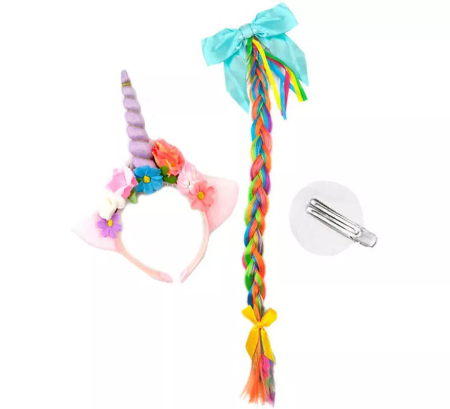 Translation missing: de.Kit Unicornio Floral: Diadema y Trenza de 60 cm