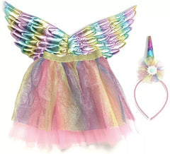 Mehrfarbiges Einhorn-Kit für Kinder: Tutu, Flügel und Stirnband