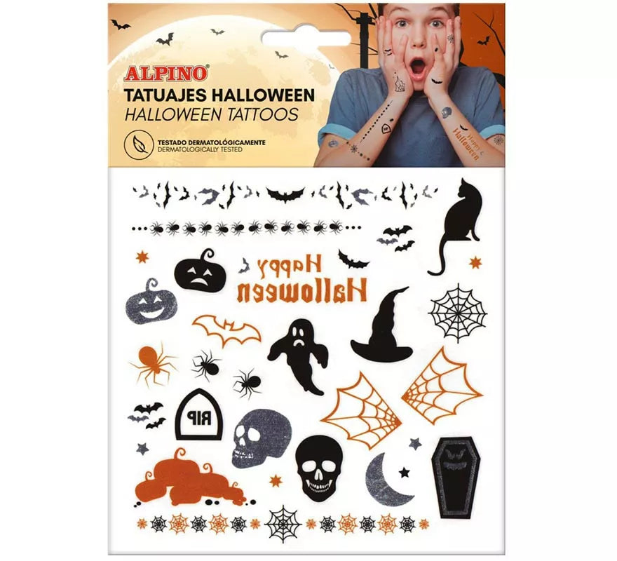 Translation missing: de.Lámina de Tatuajes Temporales de Halloween en diseños surtidos