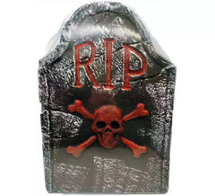 Schaumstoff-Totenkopf-Grabstein RIP 37x2,50x55 cm
