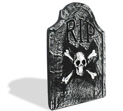 Dunkler Totenkopf-Grabstein aus RIP-Schaum, 37x54 cm