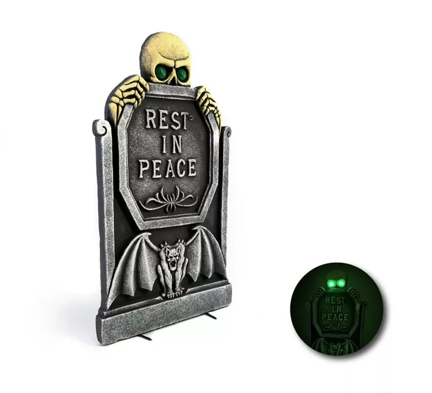 Translation missing: de.Lápida Calavera verde con luz de 65,5x40,5x3 cm