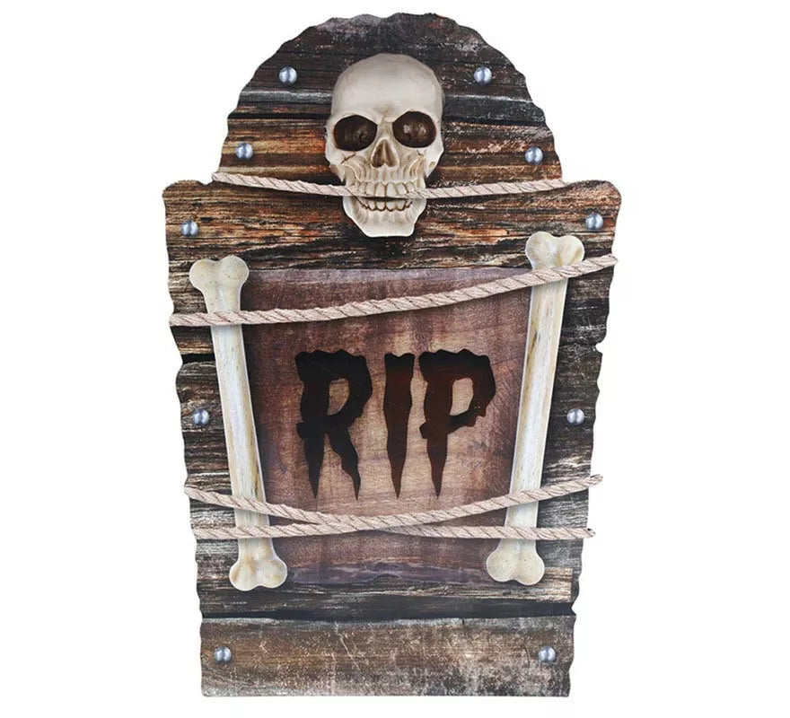 Translation missing: de."Lápida Cementerio Calavera ""RIP"" plástico de 56 cm"