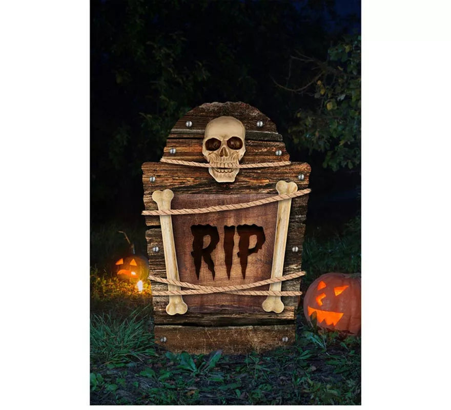 Translation missing: de."Lápida Cementerio Calavera ""RIP"" plástico de 56 cm"