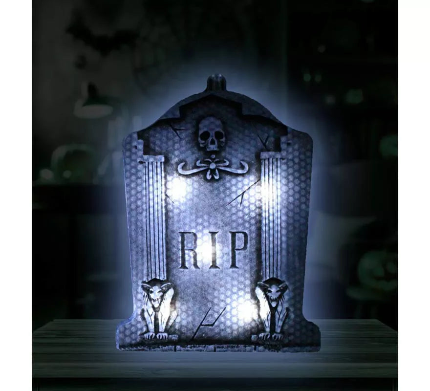 Translation missing: de.Lápida RIP Calavera con luz de 9,5x13 cm