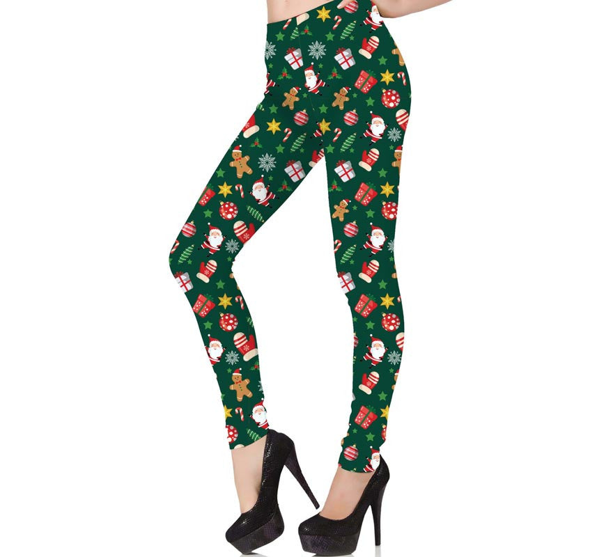 Translation missing: de.Leggings Navideño verde estampado para mujer