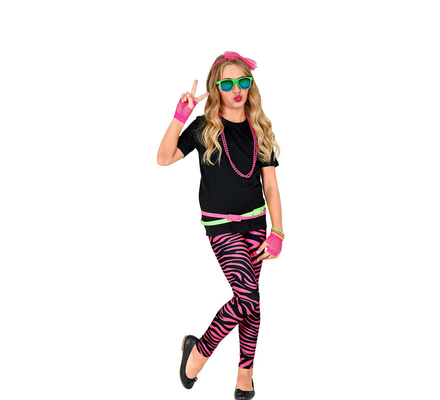 Leggings Neón Rosa Animal Print Años 80 Infantiles