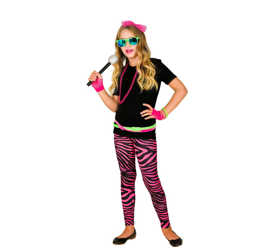 Translation missing: de.Leggings Neón Rosa Animal Print Años 80 Infantiles