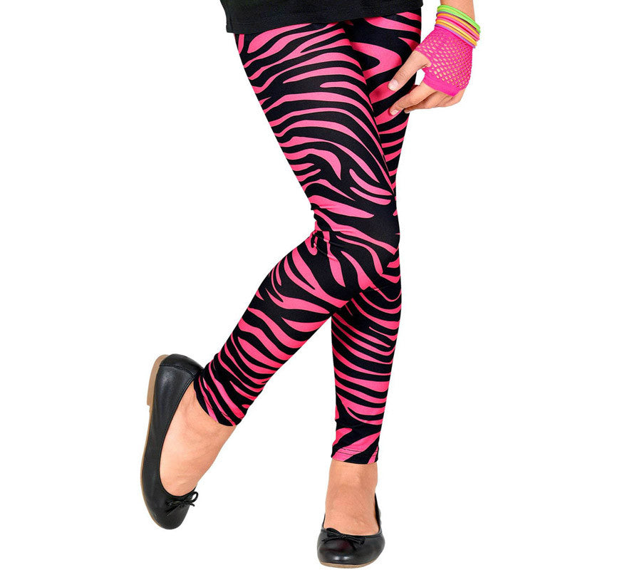 Translation missing: de.Leggings Neón Rosa Animal Print Años 80 Infantiles