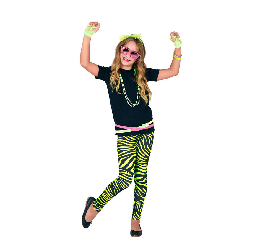 Translation missing: de.Leggings Neón Verde Animal Print Años 80 Infantiles
