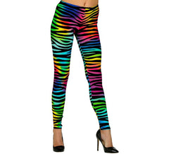 Mehrfarbige Leggings mit Neon-Leopardenmuster aus den 80ern