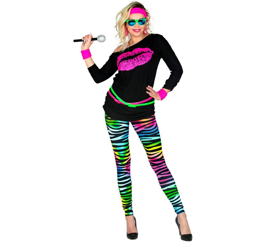 Translation missing: de.Leggins estampado Leopardo Neón multicolor Años 80