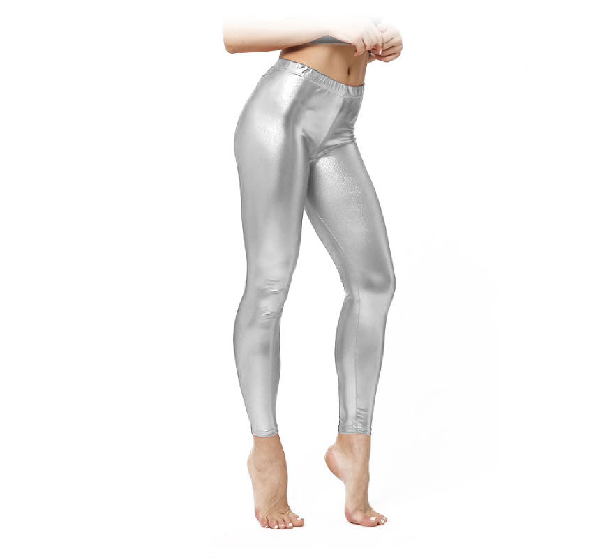 Translation missing: de.Leggins Metalizado plateado para mujer