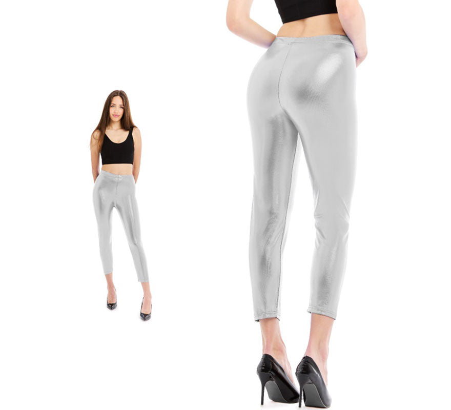 Translation missing: de.Leggins Metalizado plateado para mujer