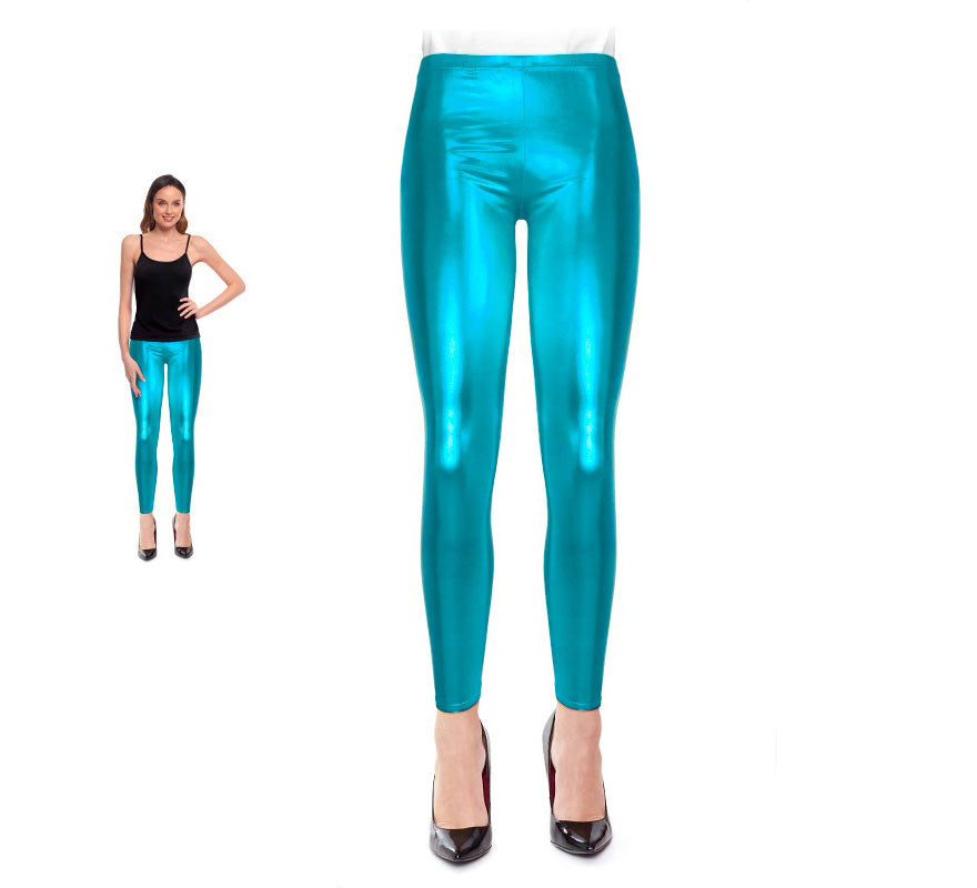 Leggins Metalizado turquesa para mujer