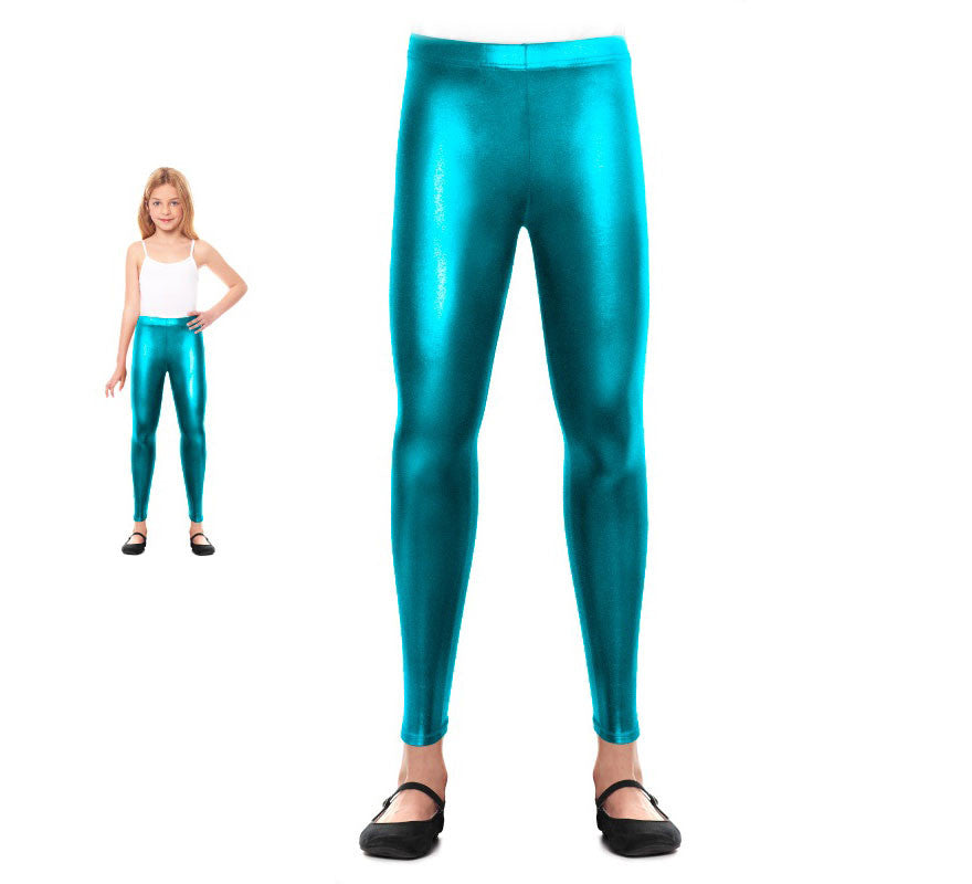 Translation missing: de.Leggins Metalizado turquesa para niña