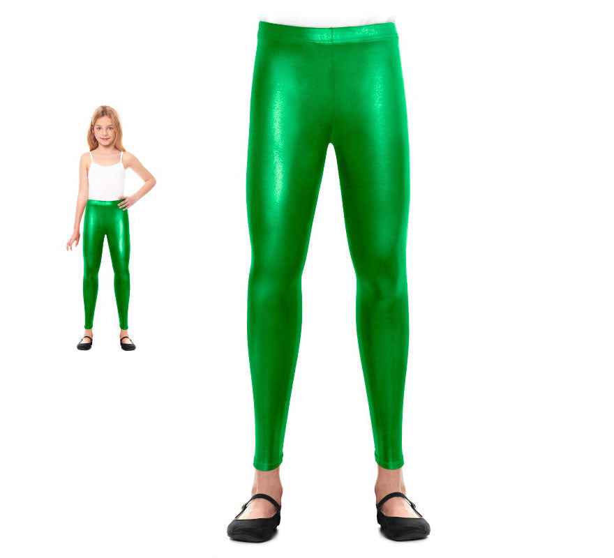 Translation missing: de.Leggins Metalizado verde para niña