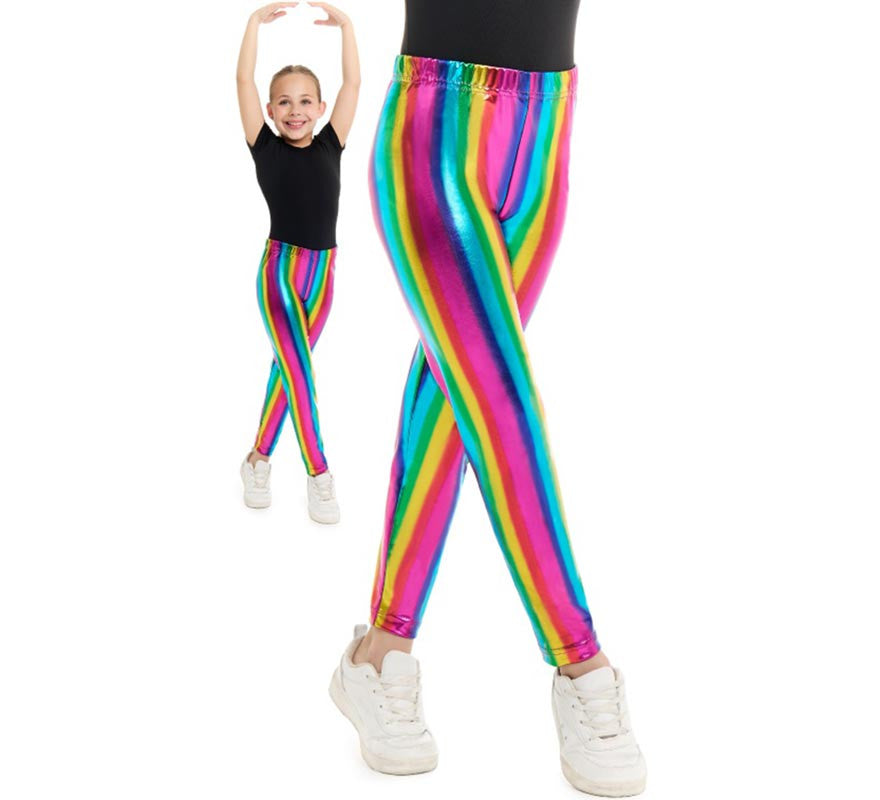 Translation missing: de.Leggins metalizados Arcoíris para niña
