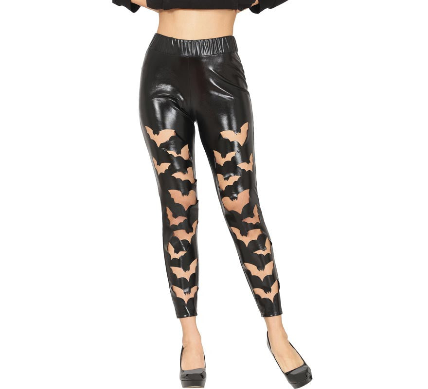 Translation missing: de.Leggins Murciélagos negros Símil Piel para mujer