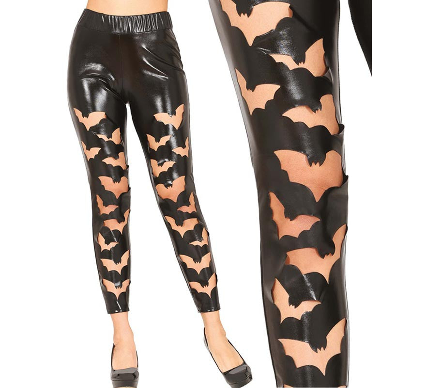 Translation missing: de.Leggins Murciélagos negros Símil Piel para mujer