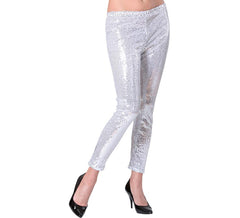Silberne Leggings mit Pailletten für Damen