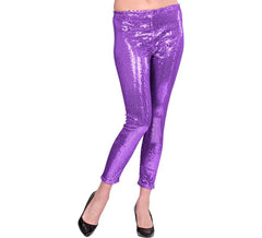 Violette Leggings mit Pailletten für Damen