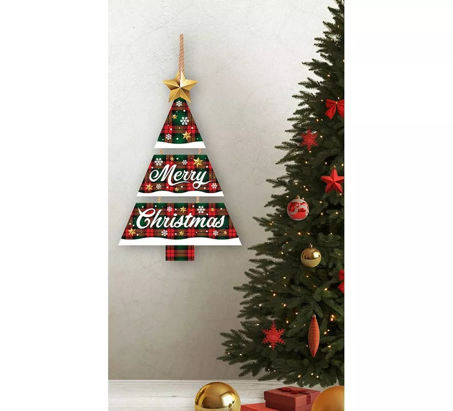 Letrero Árbol Merry Christmas de 32x21 cm