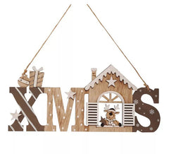 X Mas Holz Hängeschild 5X12 cm